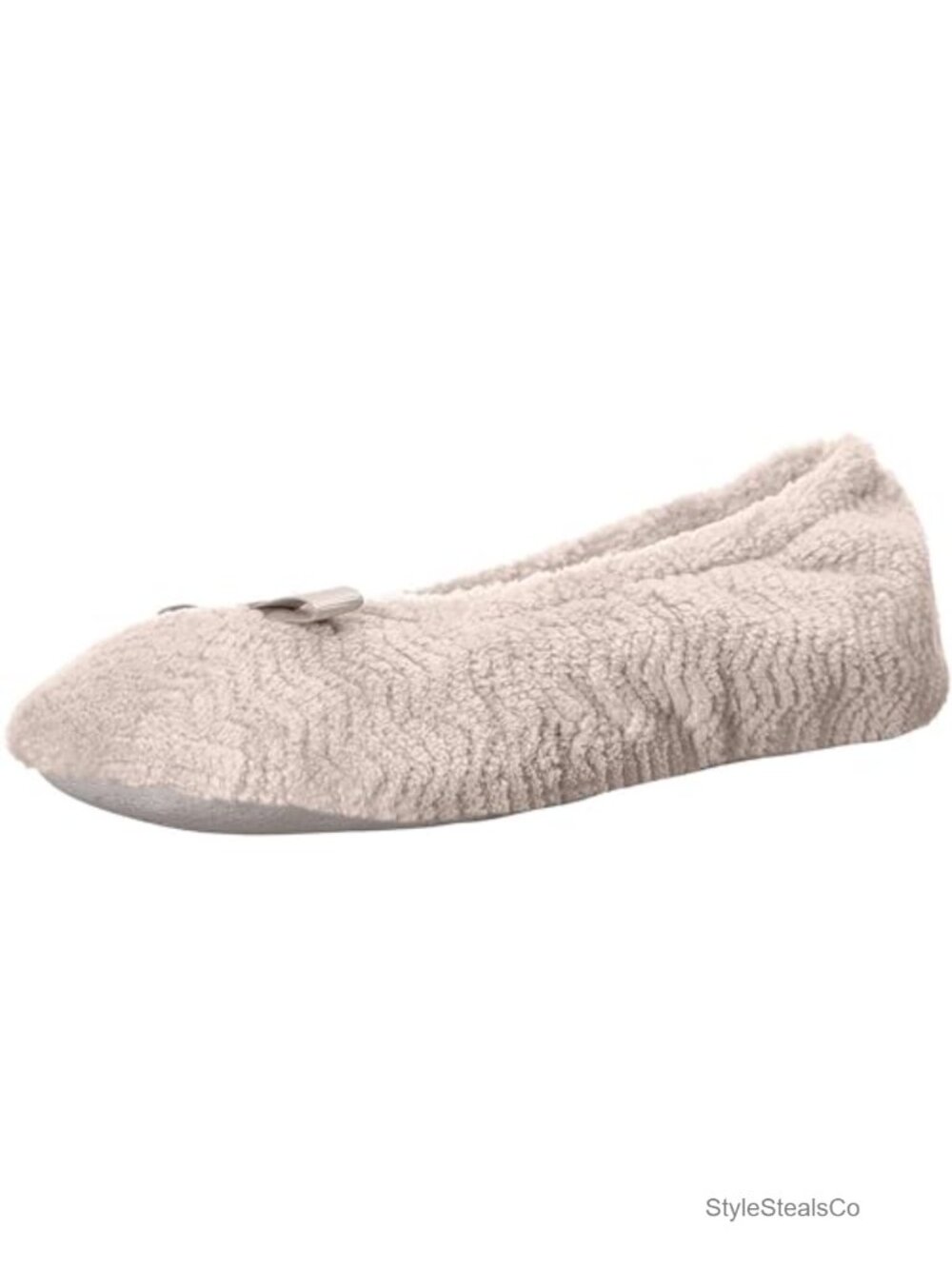 Micro Terry Ballerina Slippers Non-Slip Bow Detail